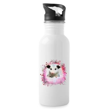 Opossum, souris, rongeur, graffiti - Gourde avec paille intégrée - blanc - Droite
