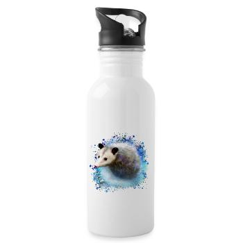 oopossum,maus,nagetier,graffiti - Trinkflasche mit integriertem Trinkhalm - Weiß - Rechts