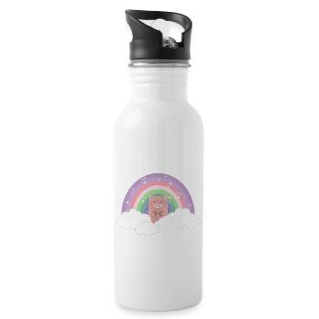 Rainbow Pig Pastel Colors Clouds Gift - Water bottle with straw - white - Right