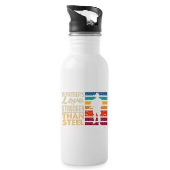 A Father's Love Is Stronger Than Steel Father's - Trinkflasche mit integriertem Trinkhalm - Weiß - Rechts