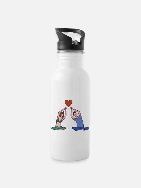 YOGA DE LA SAINT-VALENTIN - Gourde avec paille intégrée - blanc