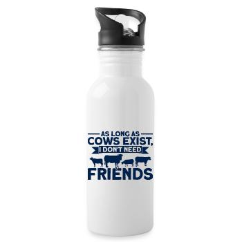 Ich brauch keine Freunde Kuh Geschenk - Trinkflasche mit integriertem Trinkhalm - Weiß - Rechts