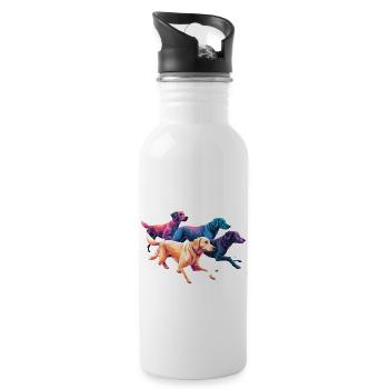 Bunte Hunde - Hunde Gruppe - Trinkflasche mit integriertem Trinkhalm - Weiß - Rechts