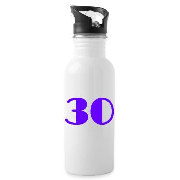 30 YEARS. 30. 30th ANNIVERSARY. 30 YEARS ANNIVERSARY - Water bottle with straw - white - Right