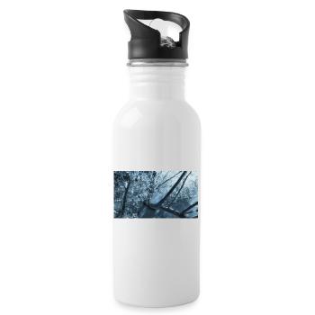 Landscape of trees on a blue river - Water bottle with straw - white - Right