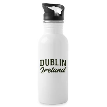 Dublin Irland Script Typografie - Trinkflasche mit integriertem Trinkhalm - Weiß - Rechts
