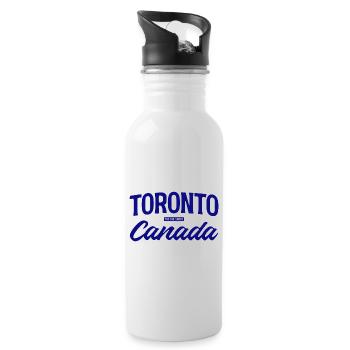 Toronto Canada Lettering Design - Water bottle with straw - white - Right