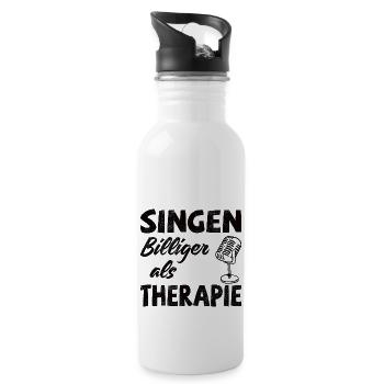 Singen! Billiger als Therapie - Trinkflasche mit integriertem Trinkhalm - Weiß - Rechts