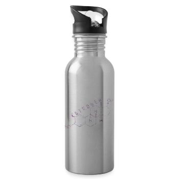 Östrogen-Molekül - Trinkflasche mit integriertem Trinkhalm - Lightsilver - Rechts