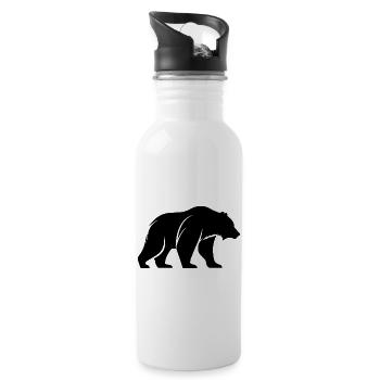 Black bear - Water bottle with straw - white - Right