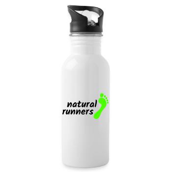 barfuß natural runners 2023 landscape 2-zeilig - Trinkflasche mit integriertem Trinkhalm - Weiß - Rechts
