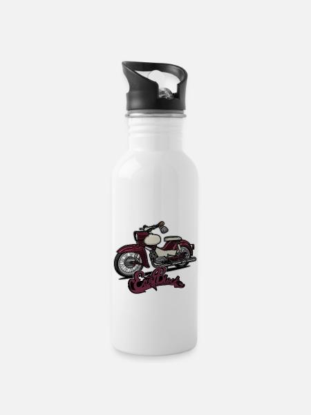 Star (rot) // Illustration - Trinkflasche mit integriertem Trinkhalm - Weiß