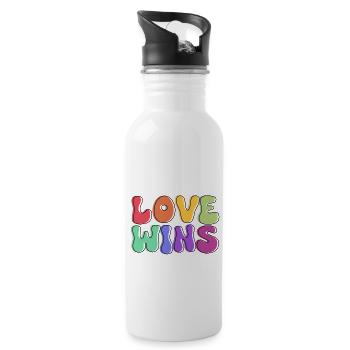 Love Wins - Trinkflasche mit integriertem Trinkhalm - Weiß - Rechts