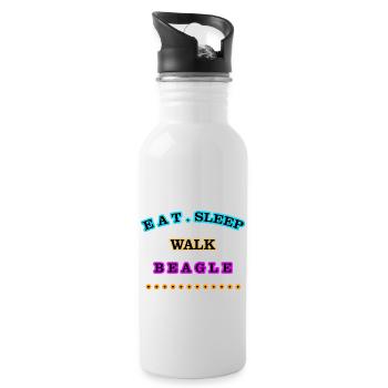 Eat, Sleep, Walk, Beagle - Water bottle with straw - white - Right