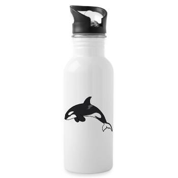Meerestiere - Trinkflasche mit integriertem Trinkhalm - Weiß - Rechts
