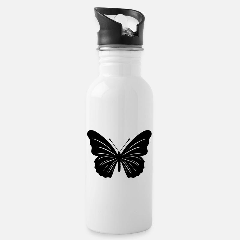 Petit papillon - Gourde avec paille intégrée - blanc