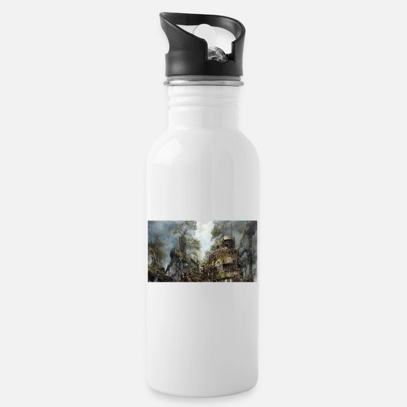 Foret immeuble - Gourde avec paille intégrée - blanc