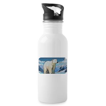Mountains Edition - Trinkflasche mit integriertem Trinkhalm - Weiß - Rechts
