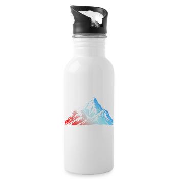 Mountains Silhouette Symbol - Water bottle with straw - white - Right