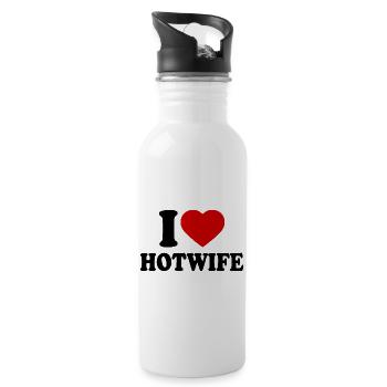 I love hotwife - Water bottle with straw - white - Right