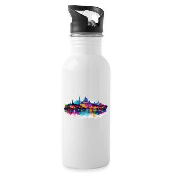 Rom Rome Italien Stadt Skyline Splash Neon Bunt - Trinkflasche mit integriertem Trinkhalm - Weiß - Rechts