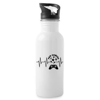 pro gaming heartbeat pulse soccer gamer icon - Water bottle with straw - white - Right
