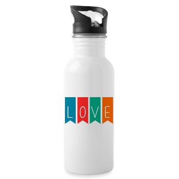 LOVE. COUPLE. JUST MARRIED. Bachelorette party. VALENTINE'S DAY - Water bottle with straw - white - Right
