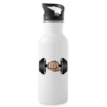 Dumbbell in hand - lifting weight for bodybuilders - Water bottle with straw - white - Right