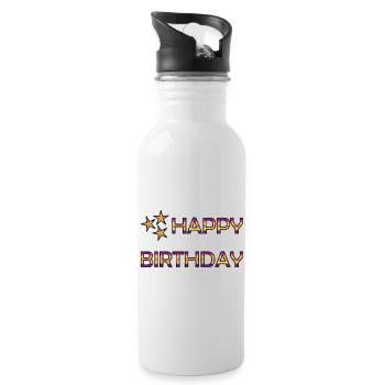ANNIVERSAIRE. HAPPY BIRTHDAY - Gourde avec paille intégrée - blanc - Droite