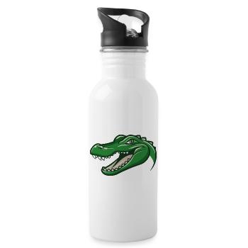 Grotschi das Krokodil - Trinkflasche mit integriertem Trinkhalm - Weiß - Rechts