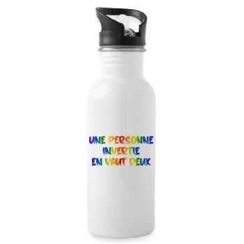 Une personne invertie en vaut deux - Gourde avec paille intégrée - blanc - Droite