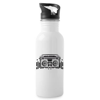 Kassetten Recorder im 80er Stencil Look - Trinkflasche mit integriertem Trinkhalm - Weiß - Rechts