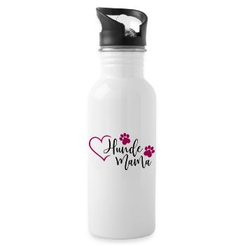 Hund Hunde Mama - Trinkflasche mit integriertem Trinkhalm - Weiß - Rechts