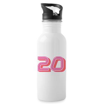 20. 20 ANS. 20e ANNIVERSAIRE. ANNIVERSAIRE 20 ANS. - Gourde avec paille intégrée - blanc - Droite