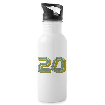 20. 20 ANS. 20e ANNIVERSAIRE. ANNIVERSAIRE 20 ANS. - Gourde avec paille intégrée - blanc - Droite