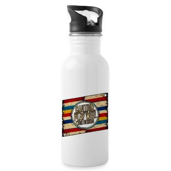 Caution Does Not Play Well With Others 97 - Water bottle with straw - white - Right