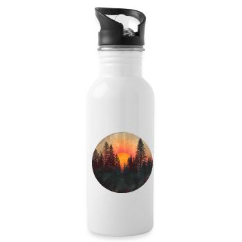Sunset Forest Silhouette Extérieur Rétro Années 80 Vibe 3 - Gourde avec paille intégrée - blanc - Droite