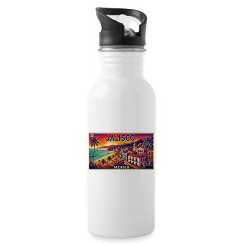 Design de palmier de plage Jalisco Mexico - Gourde avec paille intégrée - blanc - Droite