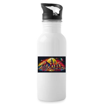 Monterrey Mexiko Kunst Design - Trinkflasche mit integriertem Trinkhalm - Weiß - Rechts