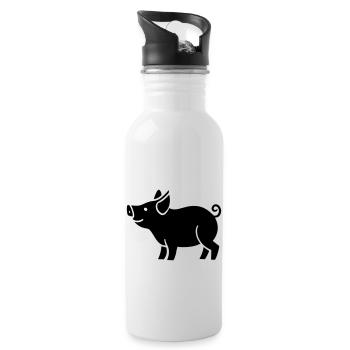cochon - Gourde avec paille intégrée - blanc - Droite