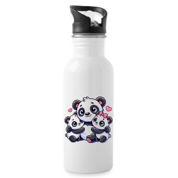 Parent panda aimant avec deux enfants mignons - Gourde avec paille intégrée - blanc - Droite