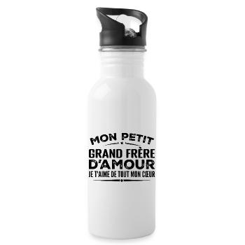 Geschenk Bruder der Liebe, ich liebe dich von ganzem Herzen - Trinkflasche mit integriertem Trinkhalm - Weiß - Rechts