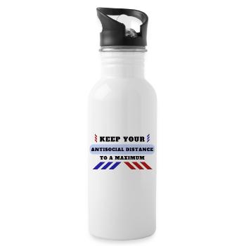 Keep your antisocial distance to a maximum - Water bottle with straw - white - Right