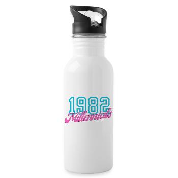 1982 Millennial Retro Numeric Design - Water bottle with straw - white - Right