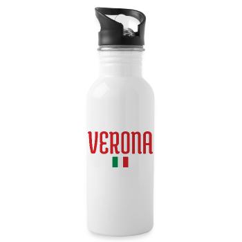 Flagge Verona-Italien - Trinkflasche mit integriertem Trinkhalm - Weiß - Rechts