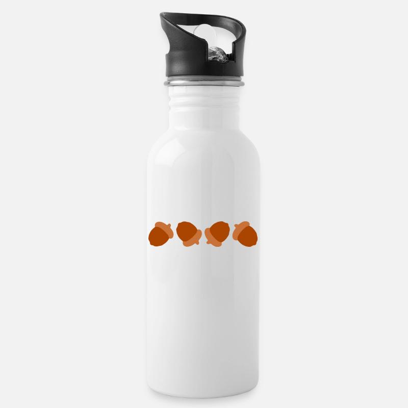 Acorns - Water bottle with straw - white