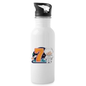 7th Birthday Astronaut Space Adventure for Boys - Water bottle with straw - white - Right