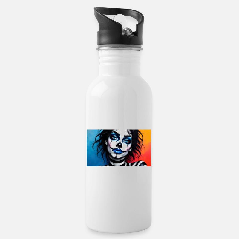 La Calavera Mystique - Trinkflasche mit integriertem Trinkhalm - Weiß