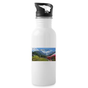 Swiss Red Train - Water bottle with straw - white - Right