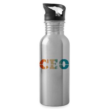 Geschäftsführer von Retro Heartbeat - Trinkflasche mit integriertem Trinkhalm - Lightsilver - Rechts